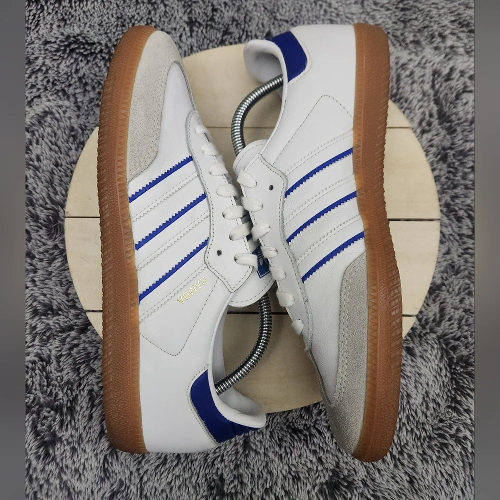 Adidas Samba Flat White Lucid Blue Shoes Men's Size 9.5 - Picture 5 of 9
